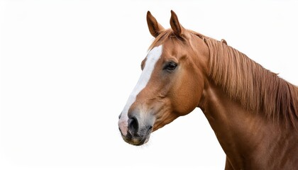 Fototapeta premium Striking Portrait of a Majestic Horse in Transparent Background, Captured by Generative Artificial Intelligence, Showcasing the Power and Grace of Equine Beauty.