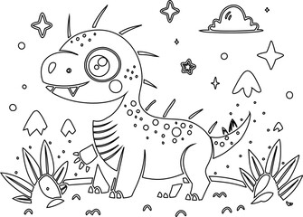 funny cartoon coloring page snail on white background