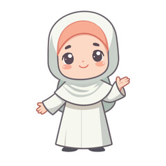 Muslim little boy standing and greeting the happy month of Ramadan