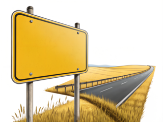 blank yellow road sign isolated on a white background png