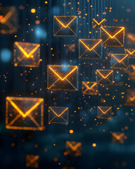 Glowing Email Icons 3D Abstract Background