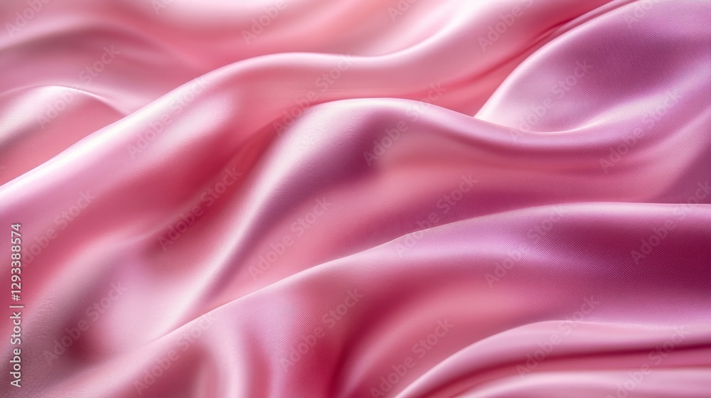 Poster pink silk fabric with gentle waves and smooth texture under soft lighting, elegant and luxurious tex