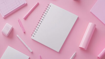 Workspace for creativity and organization with a pink theme that inspires productivity
