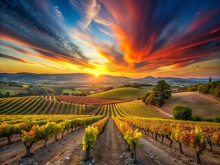 Fototapeta premium Surreal Vineyard Landscape: Dreamlike Provence, Puyloubier, France