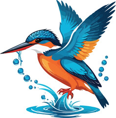 Kingfisher flying vector design, Colorful Kingfisher Illustration vector design