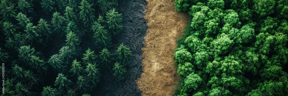 Aufkleber contrast of deforested land and thriving forest highlighting the need for nature conservation. gener