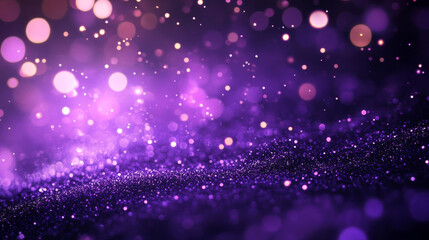 Obraz premium Purple firefly light with fairy dust. Magic glow isolated vector effect. Night bokeh glowworm sparkle texture isolated on dark transparent background. Beautiful flare overlay with glitter particle