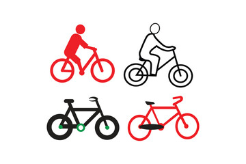 Obraz premium set of Bicycle silhouette vector design. Man on bicycle icon, The man ride bicycle icon, bicycle icon, Bike. Bicycle vector icon. Concept of cycling. sports organization, sports event, sports activity
