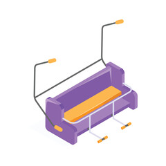 An amazing isometric icon of chairlift in trendy design style