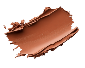 Rich copper paint stroke on transparency background, showcasing texture and depth. Ideal for artistic designs and creative projects