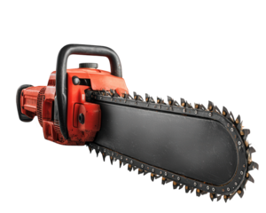 powerful chainsaw with sharp blade, ideal for cutting wood and tree maintenance. This tool showcases robust design and is essential for outdoor work
