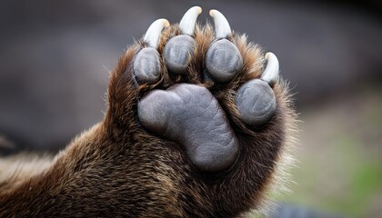 Obraz premium Upclose Introspection The Rustic Resilience of a Brown Bears Paw Against the Alaskan Winter Wilderness, Embracing the Rugged Texture and Enduring Spirit.