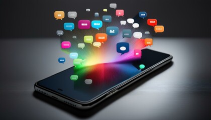 Fototapeta premium Icons symbolize the pulse of modern conversation. 