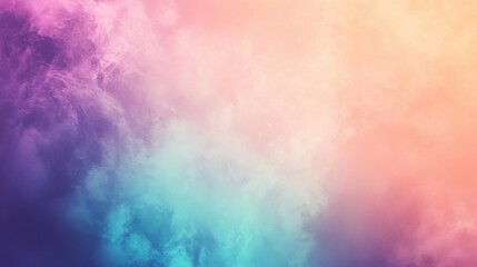 Obraz premium A surreal and artistic blurred gradient background, smoothly transitioning between soft peach, cool mint, and deep midnight purple.