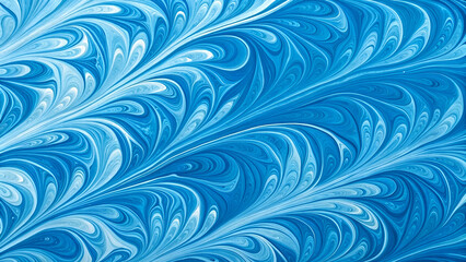 A vibrant blue marble ink pattern with fluid, swirling textures.