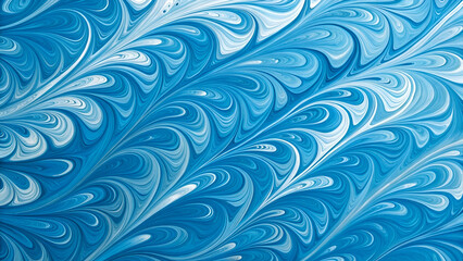 A vibrant blue marble ink pattern with fluid, swirling textures.