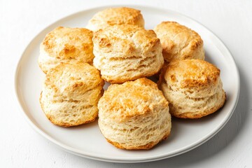 Freshly baked biscuits on a plate. Homemade buttermilk biscuits.