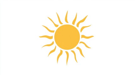 Fototapeta premium a yellow sun with rays in the style white background