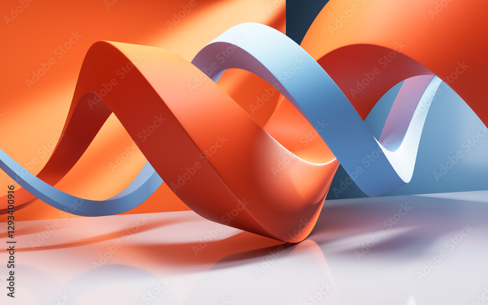 Poster Abstract flowing curve lines background, 3d rendering.