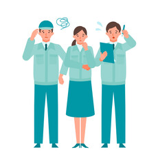 Concept for Problem Solving.  work uniforms people cartoon character head collection set. People face profiles avatars and icons. Close up image of negative people.