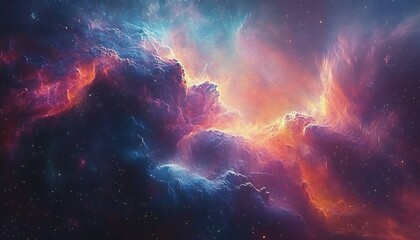 Fototapeta premium Cosmic Nebula, fiery clouds, space
