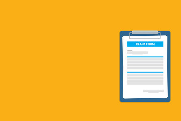 Clipboard claim form. Check list. Online claim form.