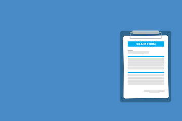 Clipboard claim form. Check list. Online claim form.