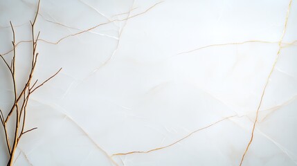 Fototapeta premium Minimalistic composition with delicate branches on a marble surface, perfect for modern and elegant design themes.
