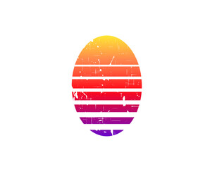 Bright, retro sun circle inspired by the style of the 80s and 90s, featuring bold geometric shapes.