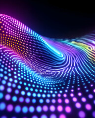 Abstract colorful wave of glowing dots