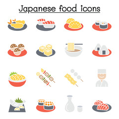Japanese food icon set in thin line style
