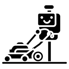 Smart Robot Lawn Mower Vector Icon