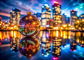 Obraz premium Vancouver Christmas Ornament: Festive Glass Ball with Cityscape Reflection
