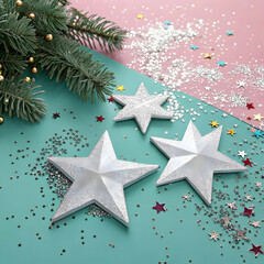 festive decoration glitter and confetti in the font