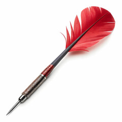 a dart with red plumage for playing darts isolated