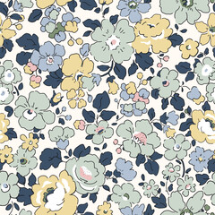 Liberty vector seamless pattern. Millefleurs Elegant hand drawn floral pattern with small flowers © Zenina-Lembrik