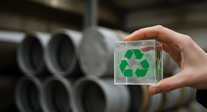 Recycling Symbol in Hand, Sustainable Industry Concept