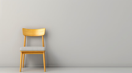 Minimalist Wooden Chair in Empty Room