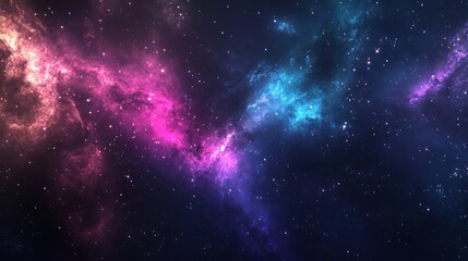 Naklejka premium Cosmic Nebula Pink and Blue Celestial Cloudscape