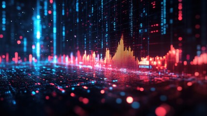 Fototapeta premium Dynamic data visualization digital realm graphic illustration futuristic environment bird's eye view technology concept