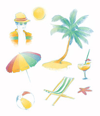 set of beach items