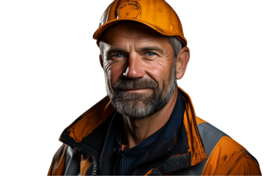 Cheerful Factory Worker Posing Isolated on Transparent Background
