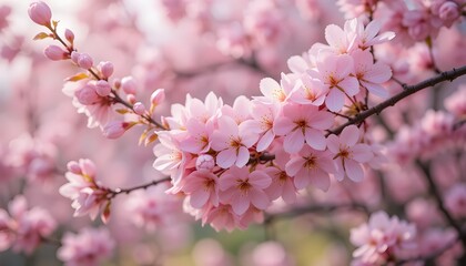 Obraz premium Beautiful Cherry Blossom Tree Branch in Full Bloom During Spring