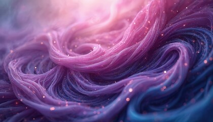 Obraz premium Captivating abstract artwork features swirling lines in shades of purple, pink, blue. Modern design with fluid patterns creates mystical, enchanting touch, cosmic dreamlike space with flow texture.