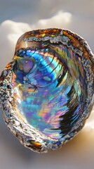 Fototapeta premium Vibrant Natural Abalone Shell Displaying Iridescent Colors and Patterns