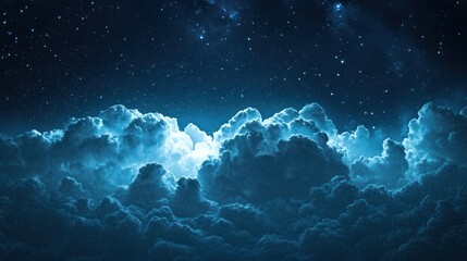 Fototapeta premium Night sky, clouds, stars, moonlit, dreamy, background, fantasy, artwork
