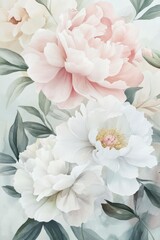 Delicate pastel peonies displayed in a soft floral arrangement with light green foliage
