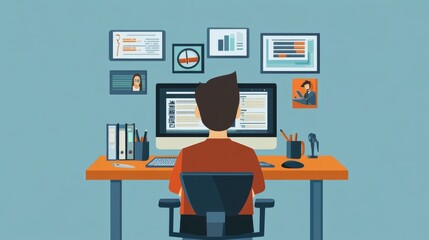 Modern Workplace: Focused Employee at Desk