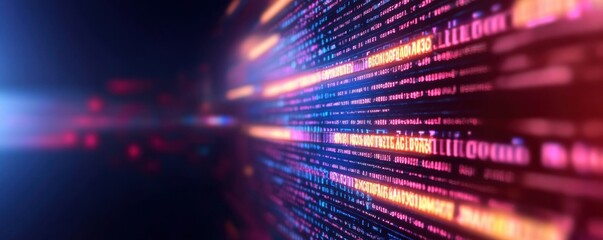Obraz premium Dynamic data stream digital information flow virtual space abstract visuals cyber environment futuristic perspective for