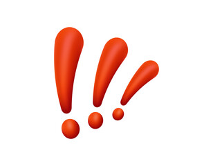 Bold red exclamation marks arranged in an increasing size pattern on a white background.